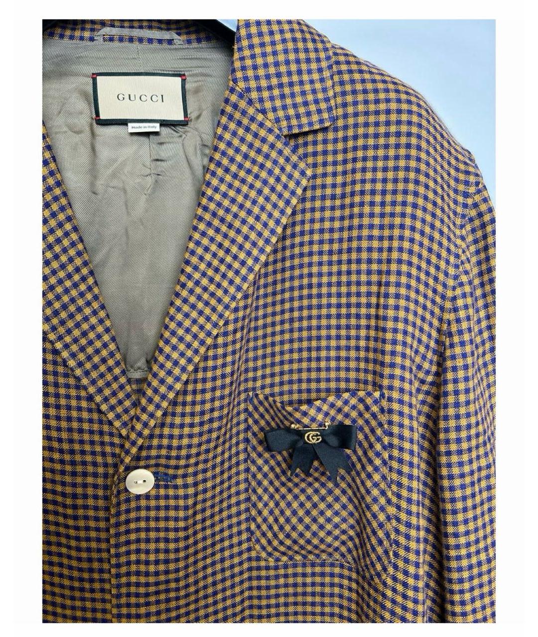 GUCCI Коричневый льняной пиджак, фото 4