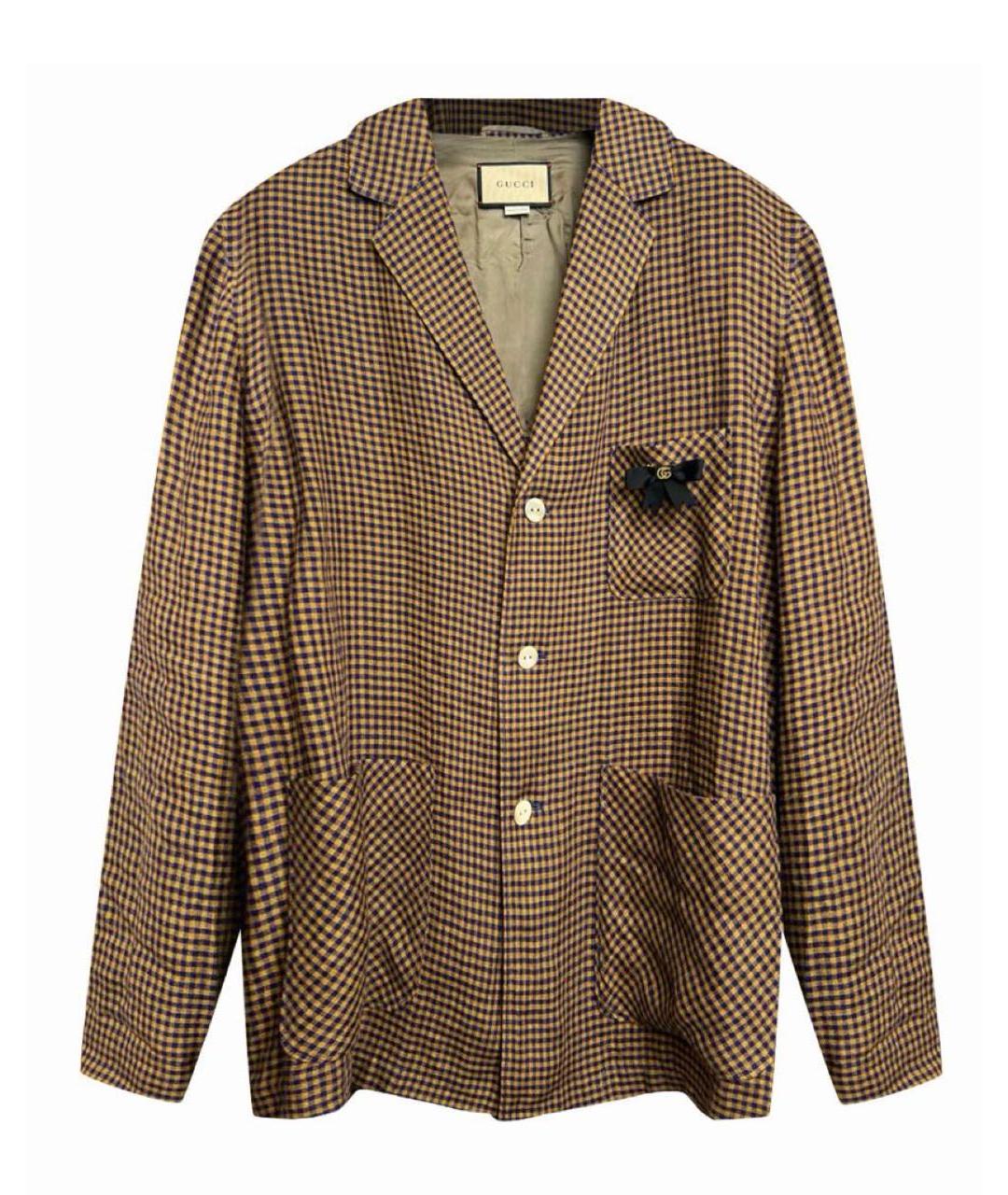 GUCCI Коричневый льняной пиджак, фото 2