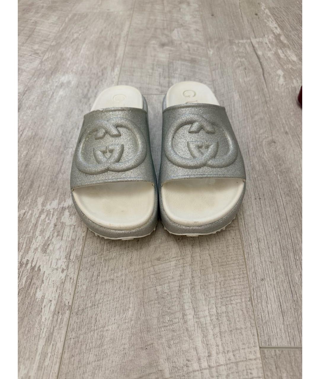 GUCCI Белые резиновые сабо, фото 2