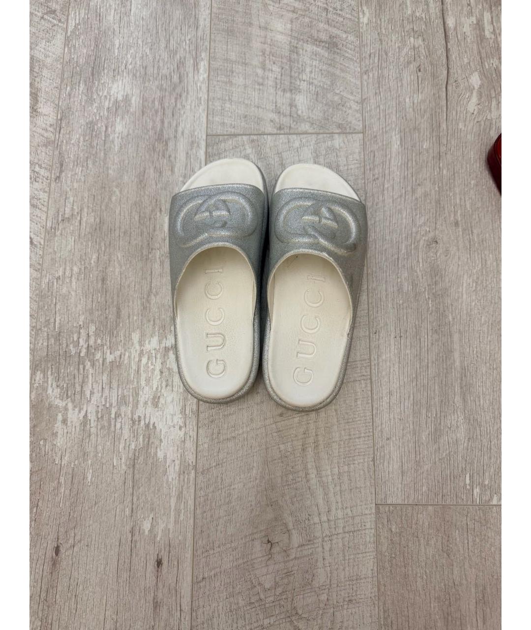 GUCCI Белые резиновые сабо, фото 3