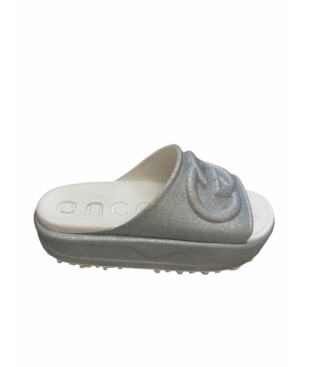 GUCCI Белые резиновые сабо, фото 1