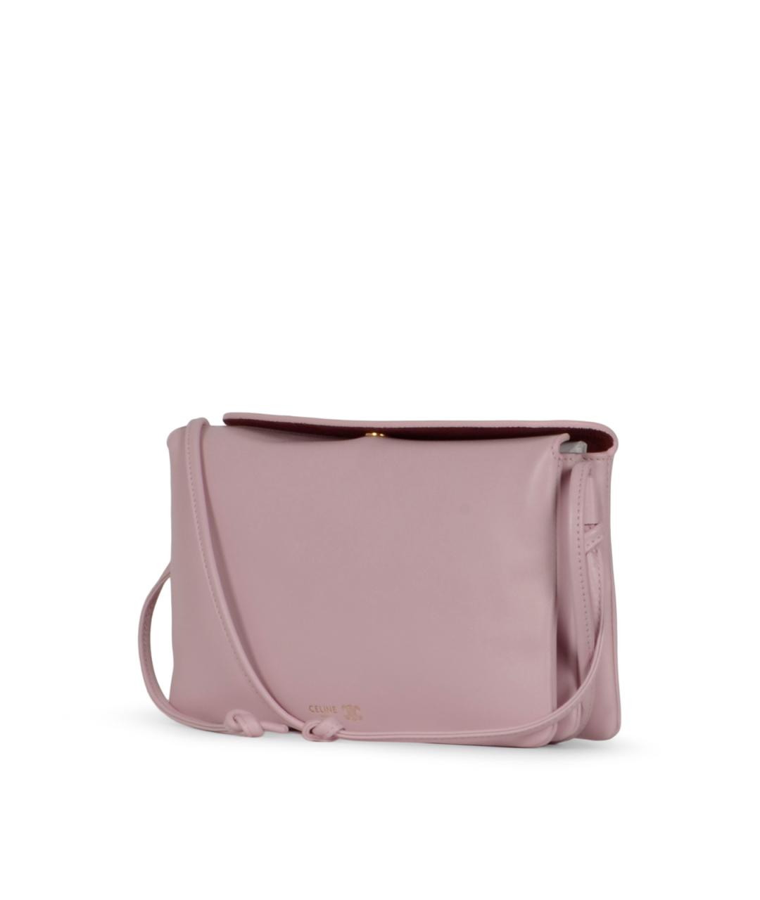 CELINE Розовая кожаная сумка через плечо, фото 2
