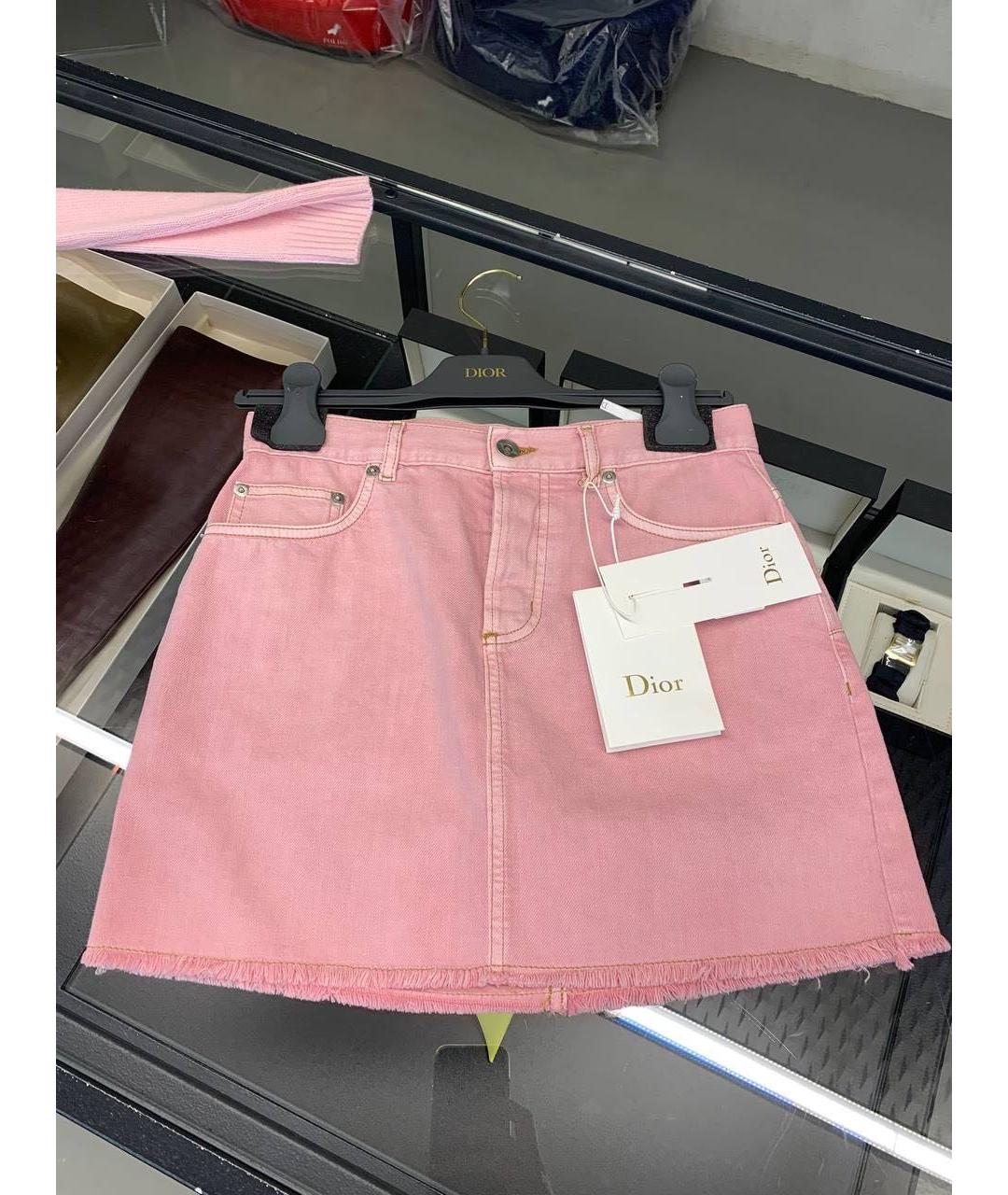CHRISTIAN DIOR Розовая хлопковая юбка мини, фото 3