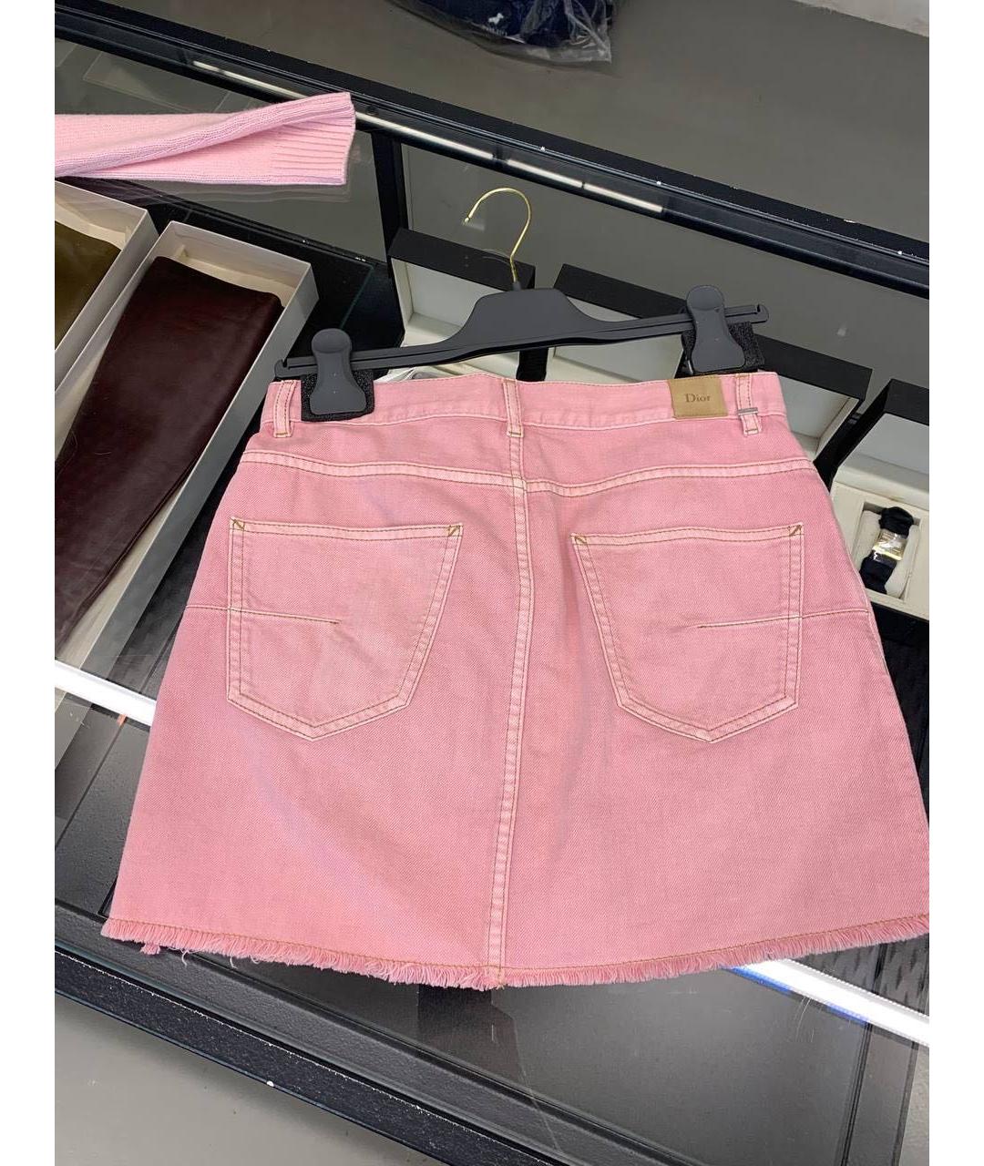 CHRISTIAN DIOR Розовая хлопковая юбка мини, фото 4