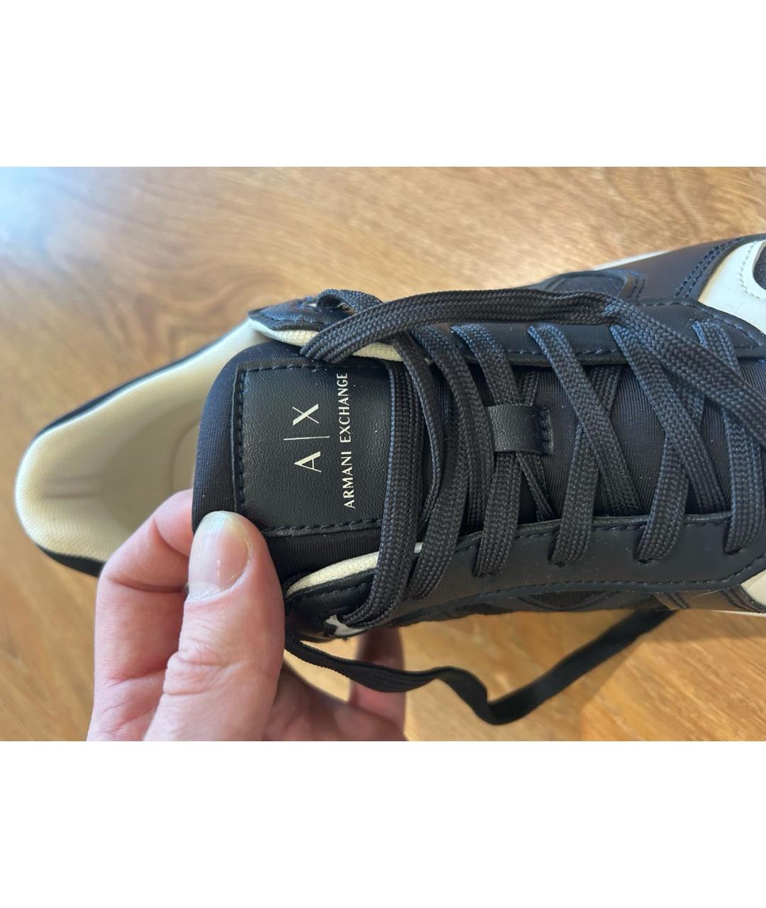 ARMANI EXCHANGE Черные высокие кроссовки / кеды из искусственной кожи, фото 6