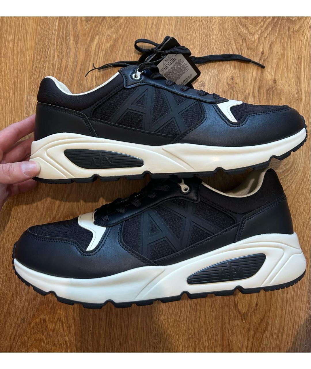 ARMANI EXCHANGE Черные высокие кроссовки / кеды из искусственной кожи, фото 9