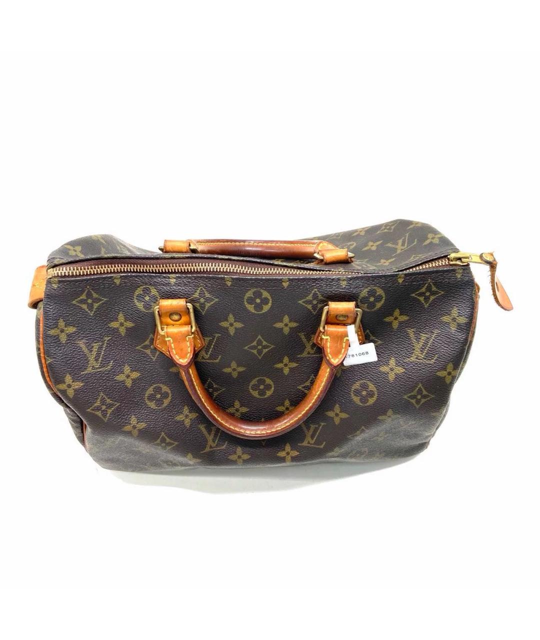 LOUIS VUITTON Коричневая кожаная сумка с короткими ручками, фото 3