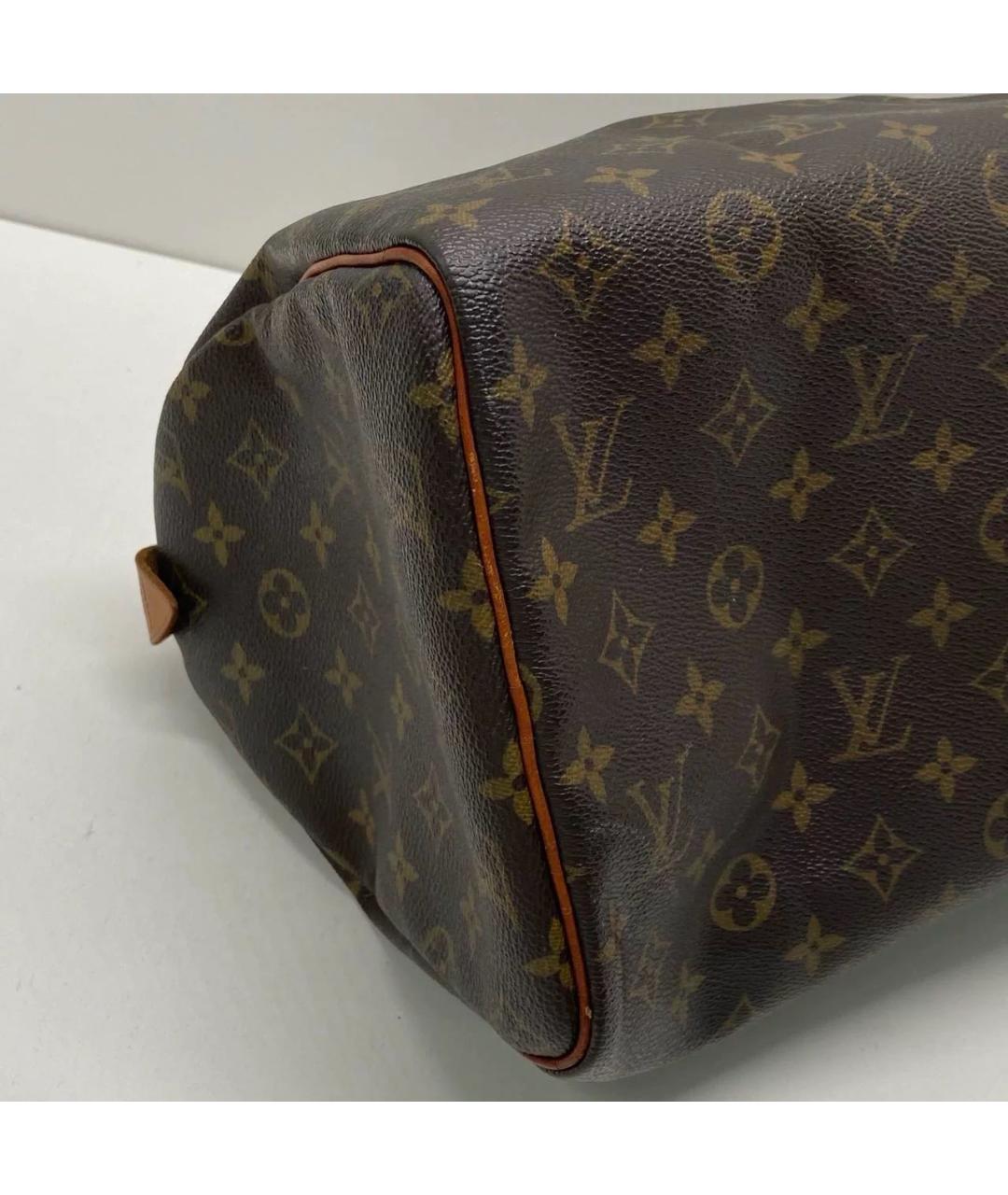 LOUIS VUITTON Коричневая кожаная сумка с короткими ручками, фото 7
