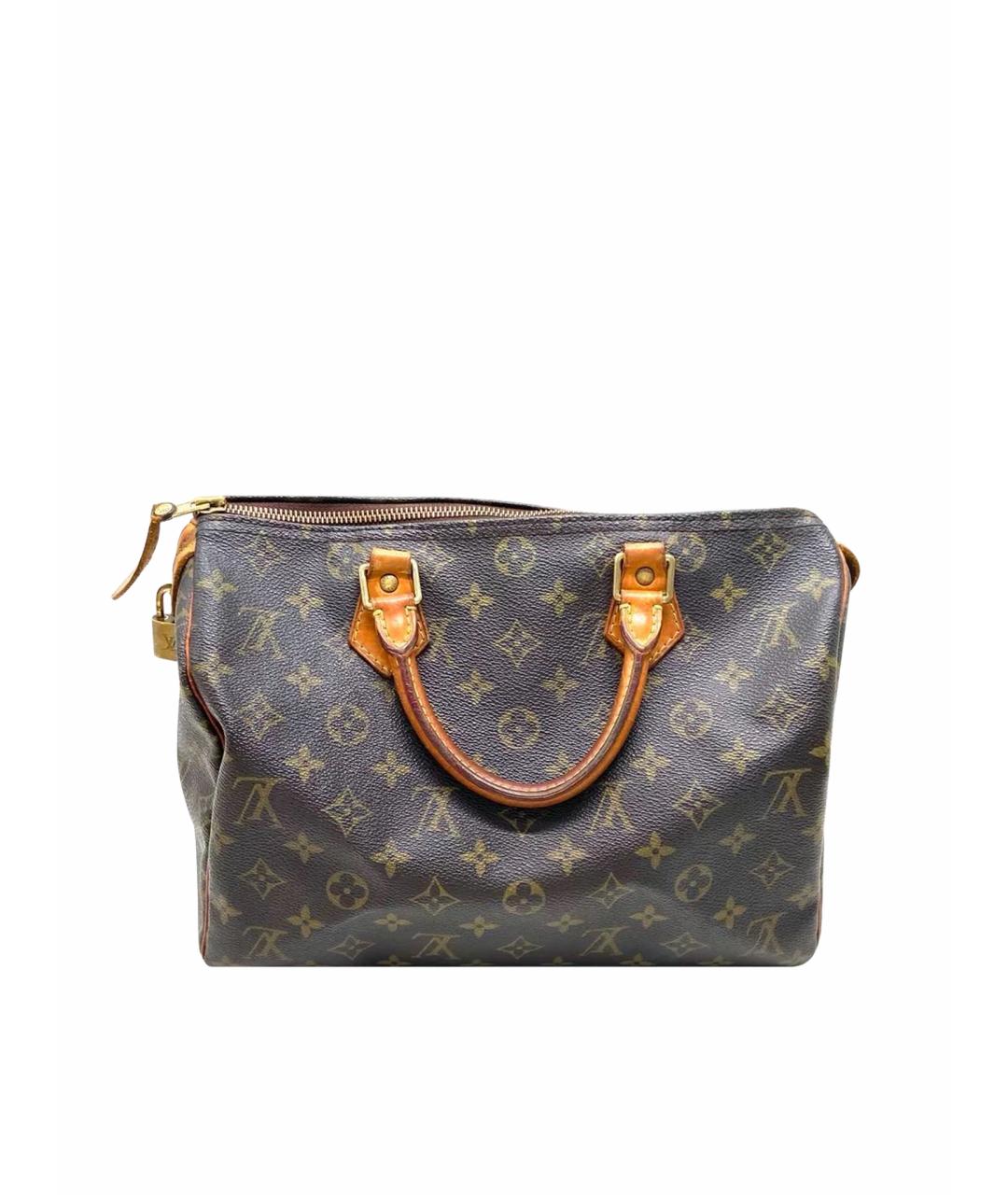 LOUIS VUITTON Коричневая кожаная сумка с короткими ручками, фото 1