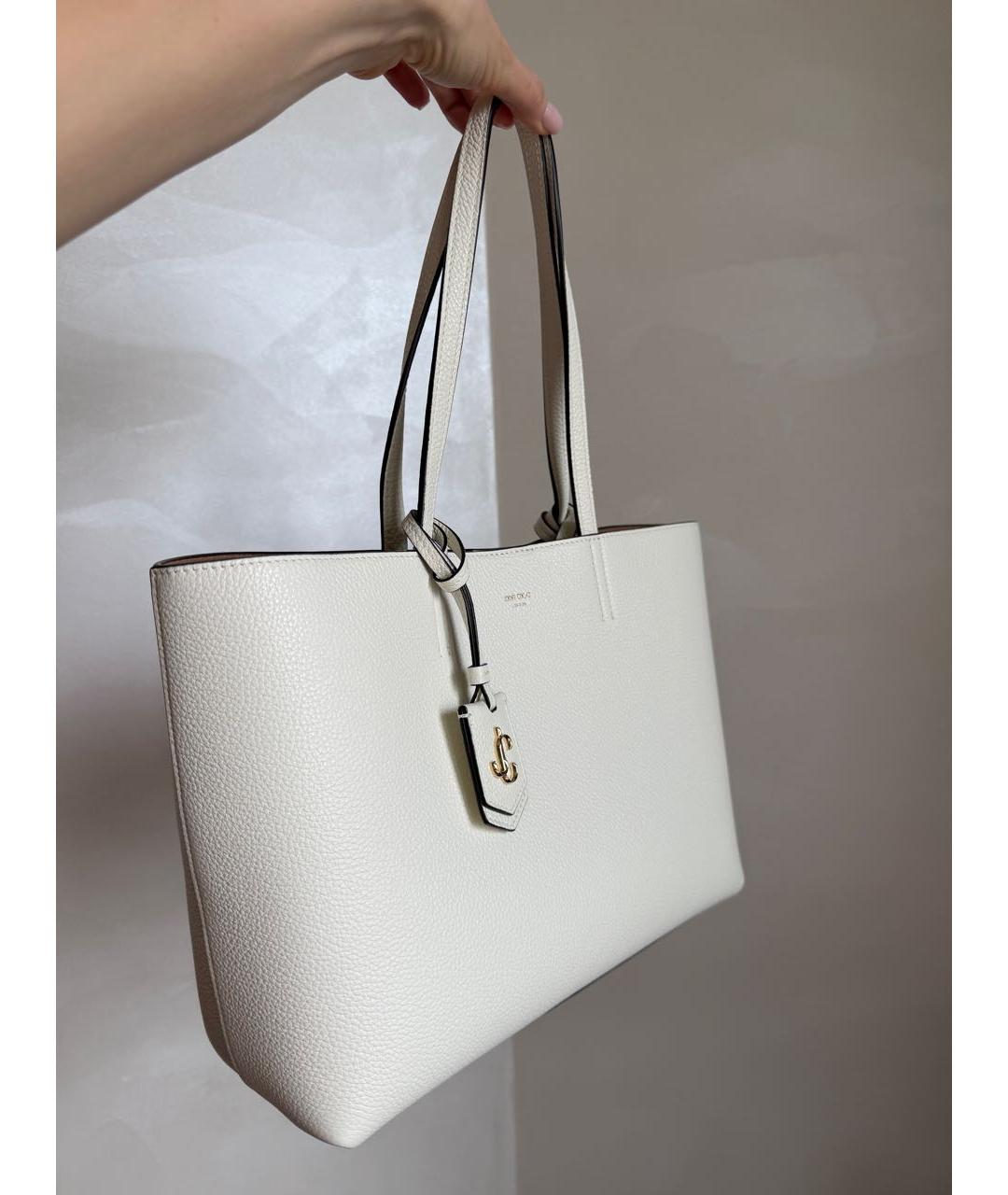 JIMMY CHOO Белая кожаная сумка тоут, фото 2