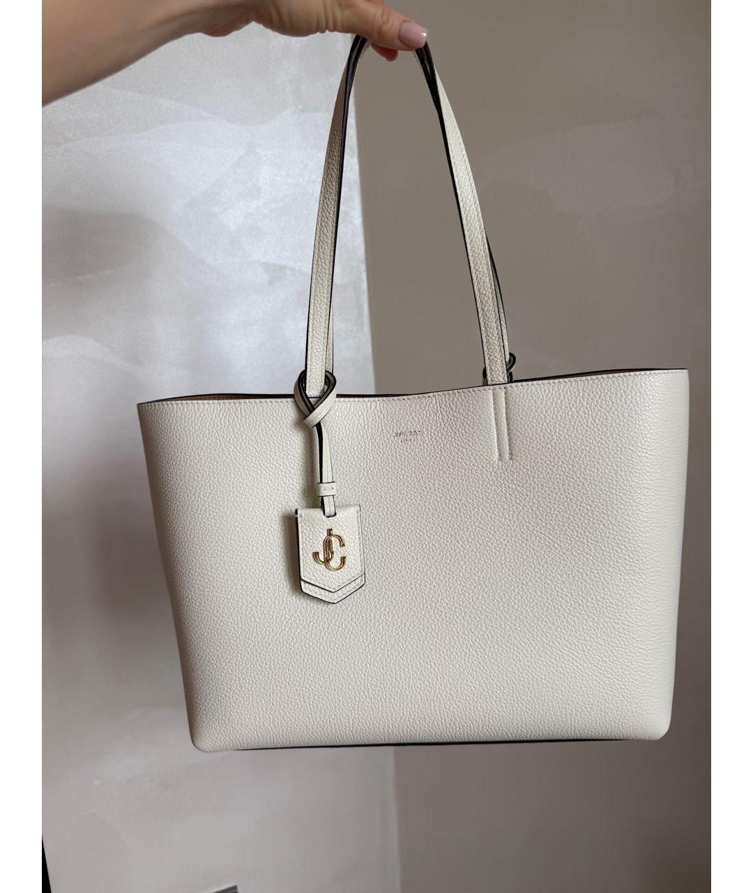 JIMMY CHOO Белая кожаная сумка тоут, фото 7