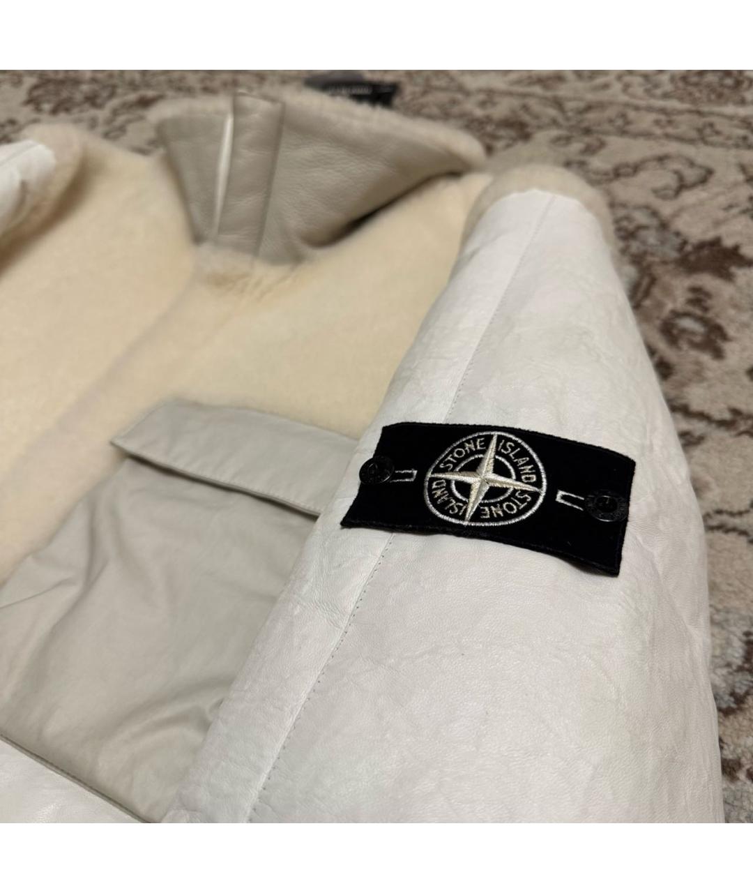 STONE ISLAND Белая кожаная дубленка/шуба, фото 4