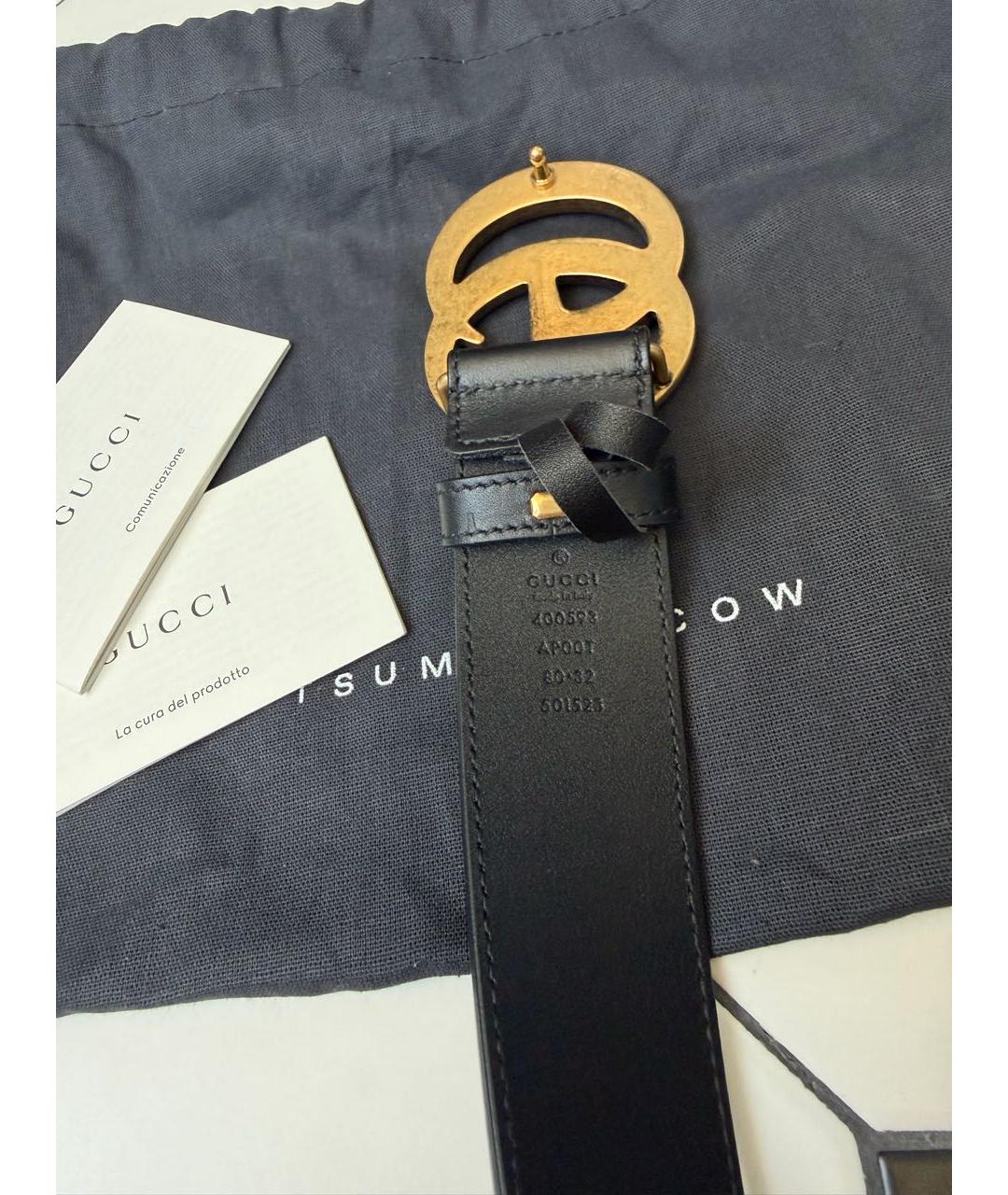 GUCCI Черный кожаный ремень, фото 3