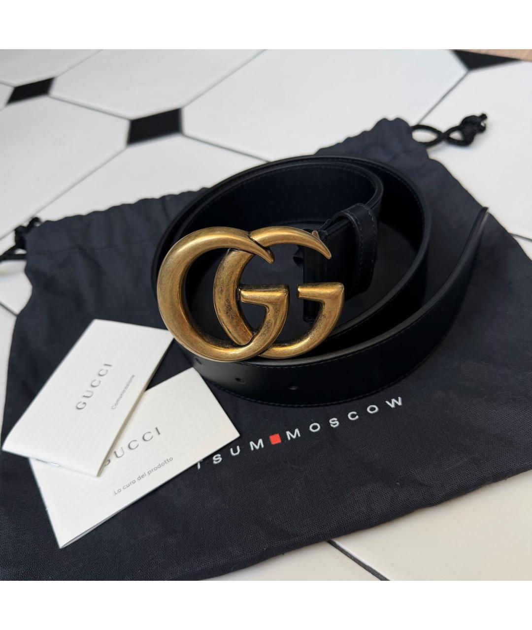 GUCCI Черный кожаный ремень, фото 6