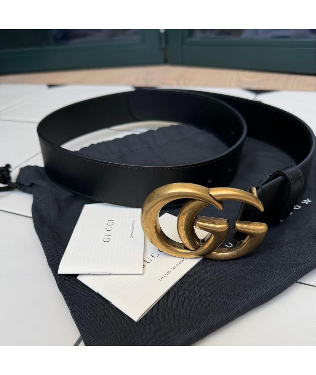 GUCCI Черный кожаный ремень, фото 2