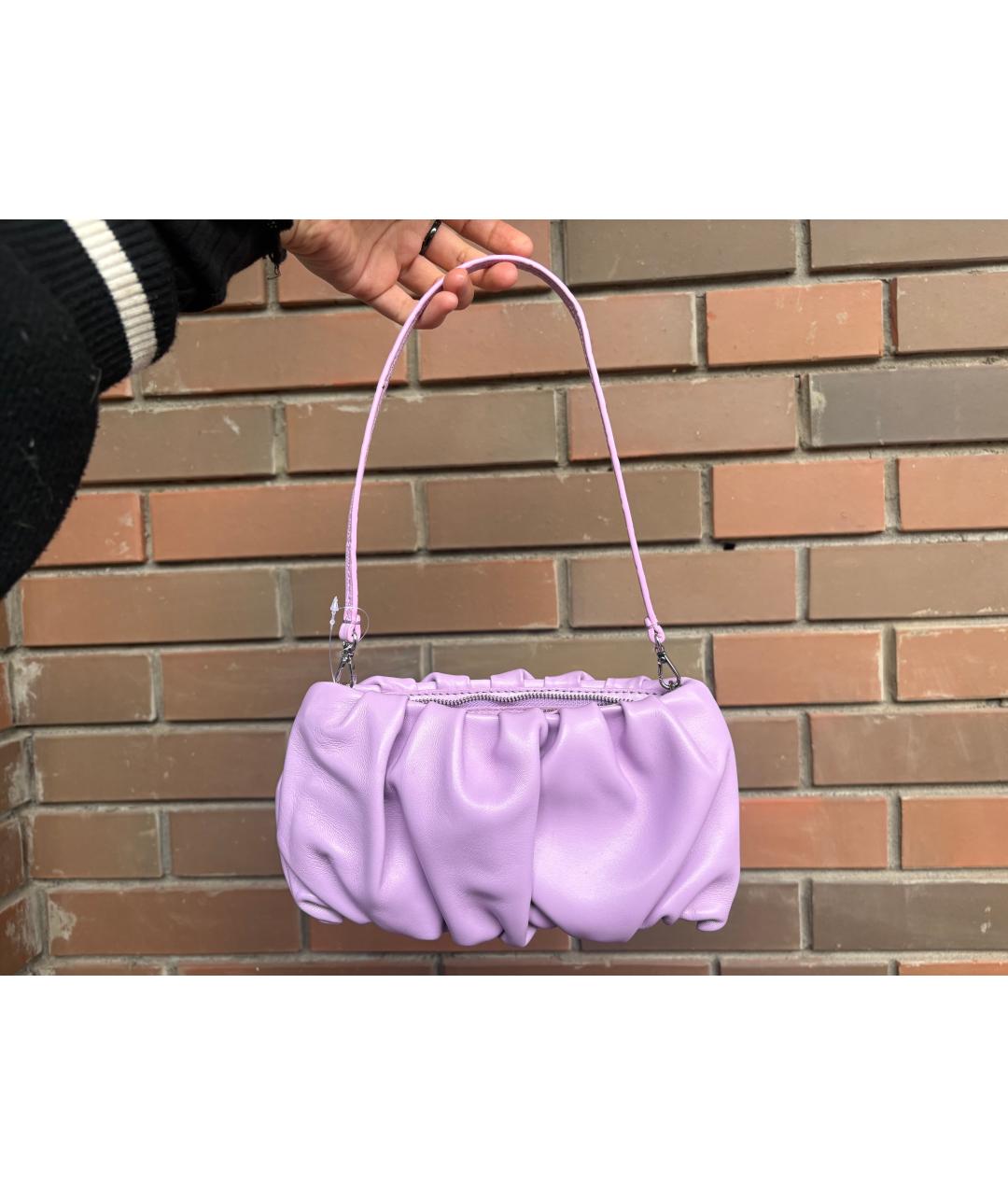 STAUD Фиолетовая кожаная сумка с короткими ручками, фото 6