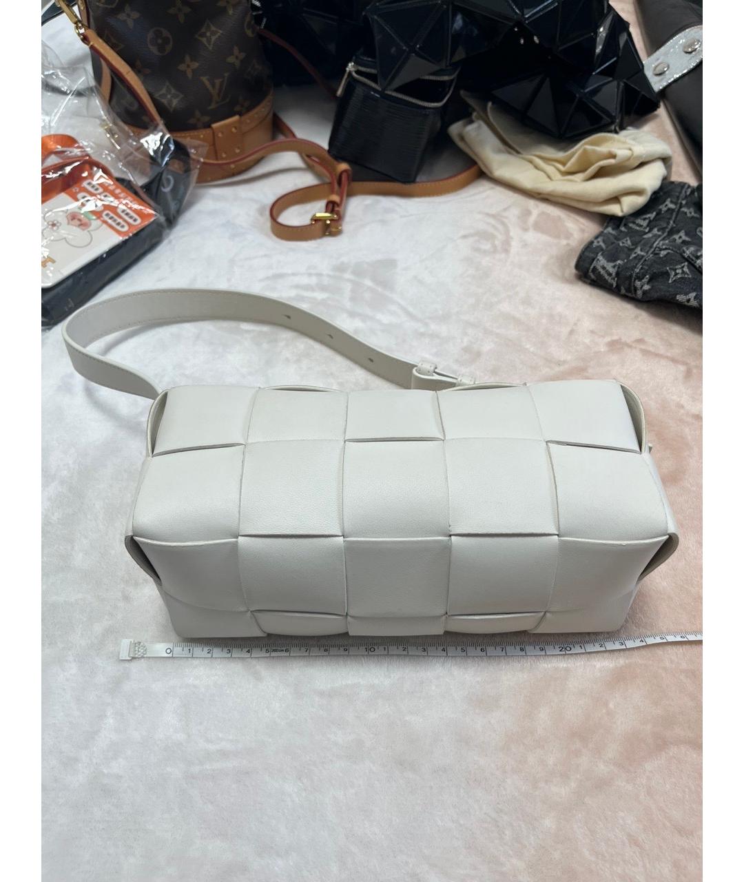 BOTTEGA VENETA Белая кожаная сумка через плечо, фото 8