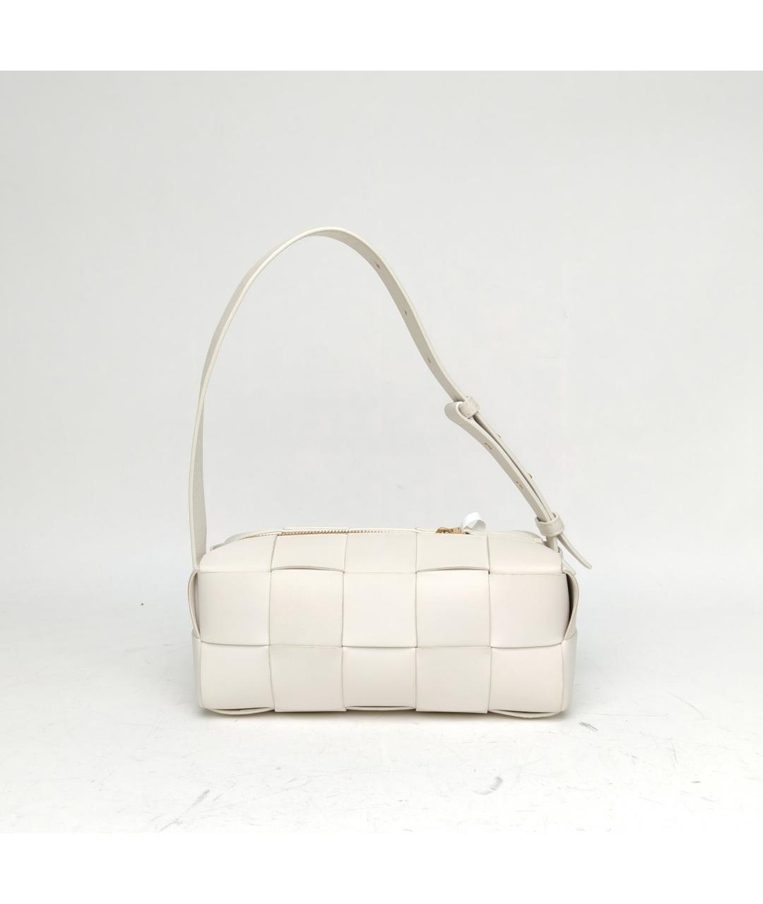 BOTTEGA VENETA Белая кожаная сумка через плечо, фото 4