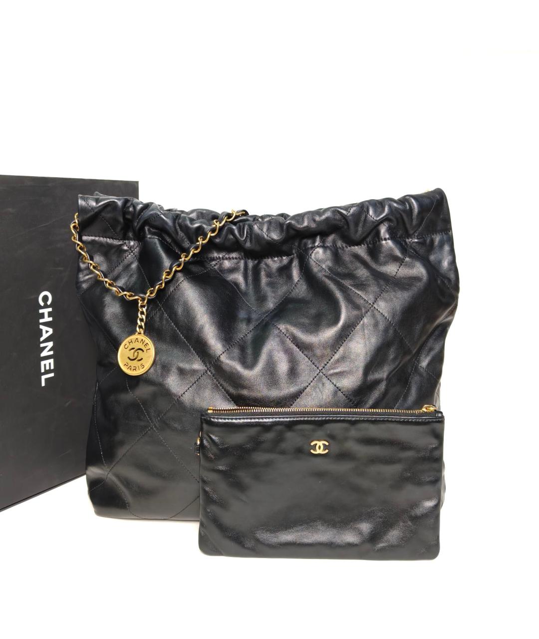 CHANEL Черная кожаная сумка тоут, фото 9