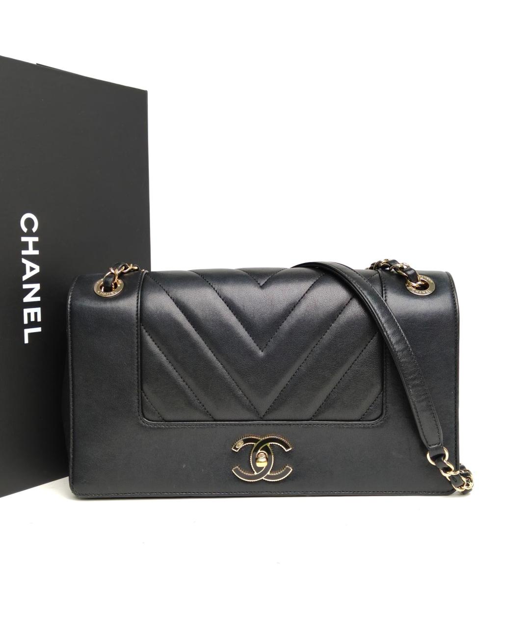 CHANEL Черная кожаная сумка через плечо, фото 9