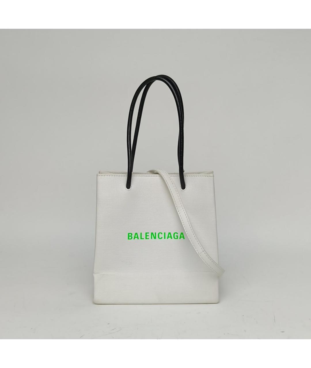 BALENCIAGA Белая кожаная сумка через плечо, фото 2
