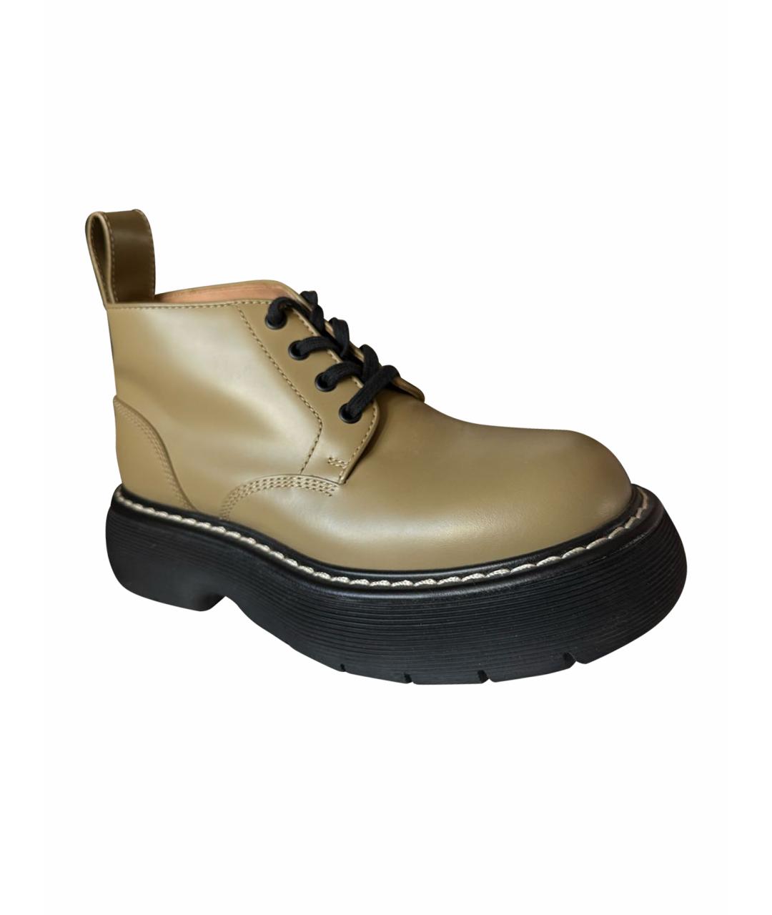 BOTTEGA VENETA Хаки кожаные ботинки, фото 1