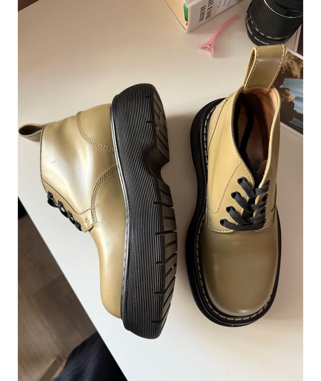BOTTEGA VENETA Хаки кожаные ботинки, фото 3
