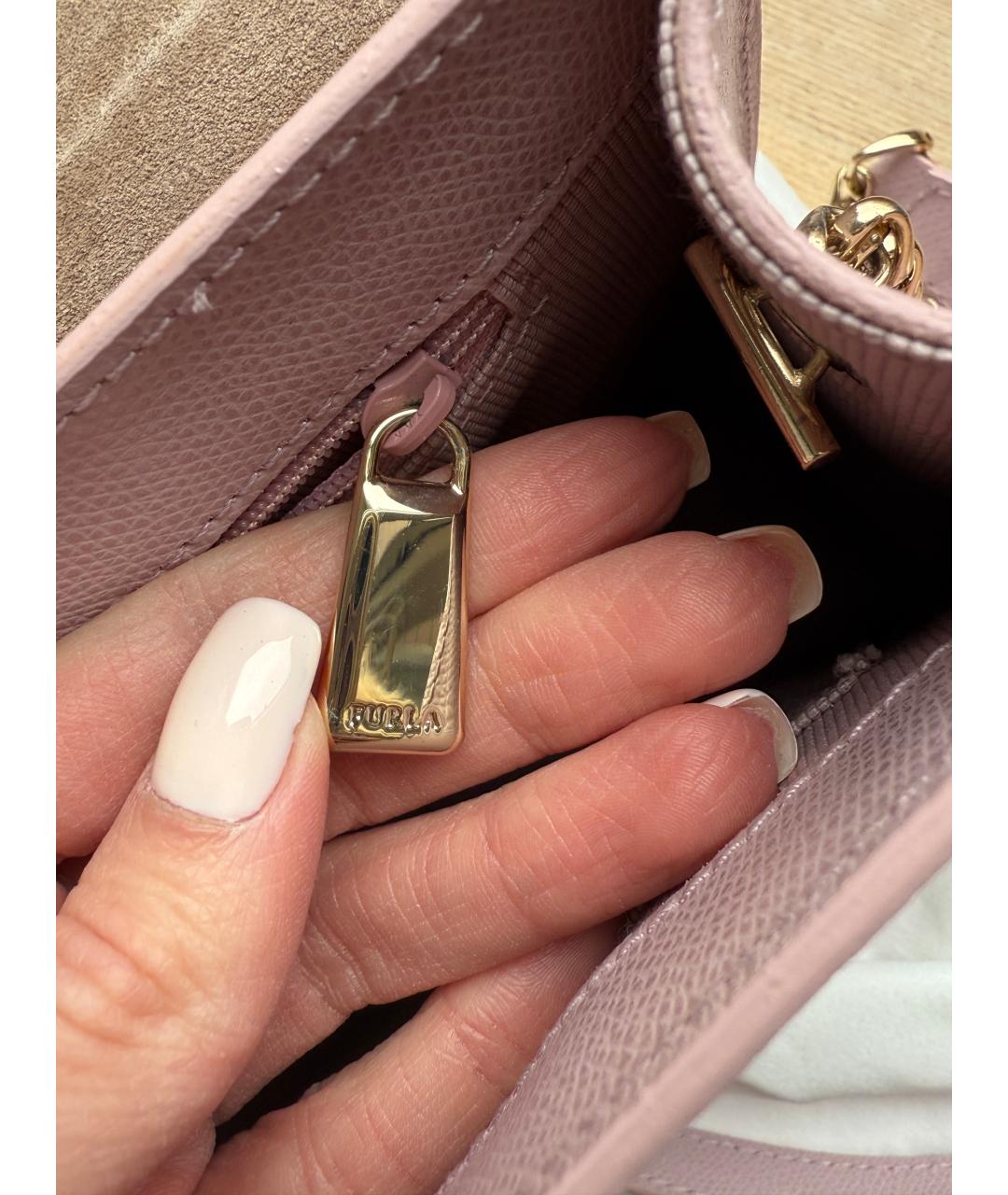 FURLA Розовая кожаная сумка через плечо, фото 3