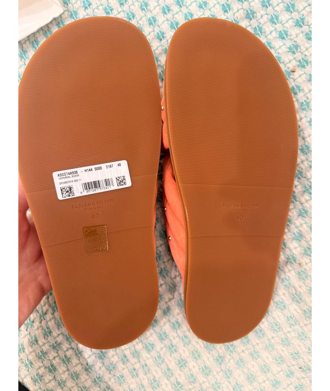 FABIANA FILIPPI Коралловые нубуковые шлепанцы, фото 4