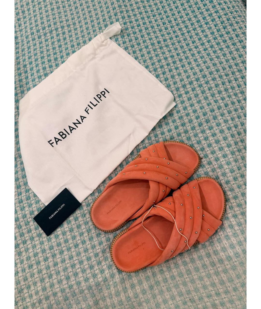 FABIANA FILIPPI Коралловые нубуковые шлепанцы, фото 5