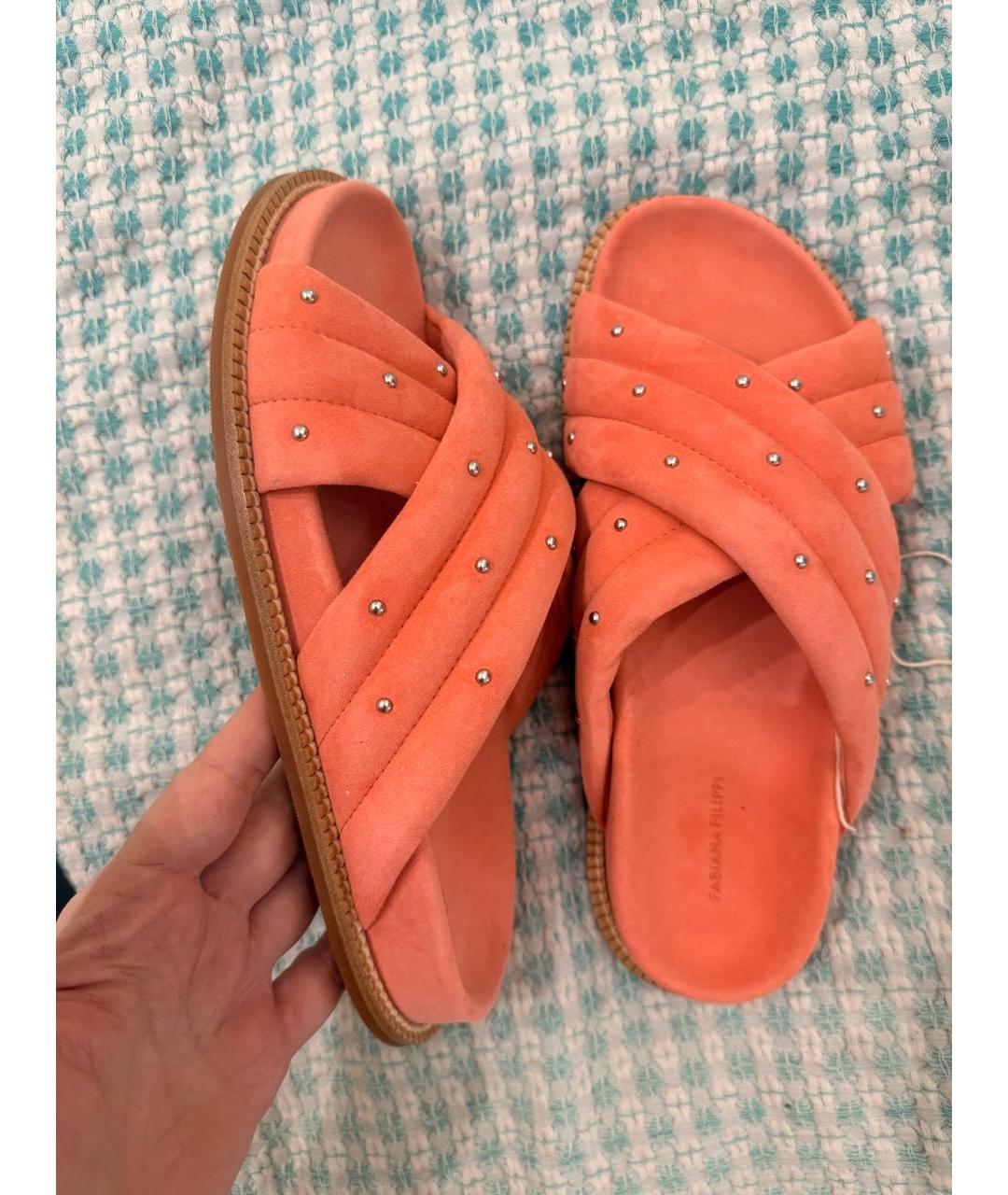 FABIANA FILIPPI Коралловые нубуковые шлепанцы, фото 3