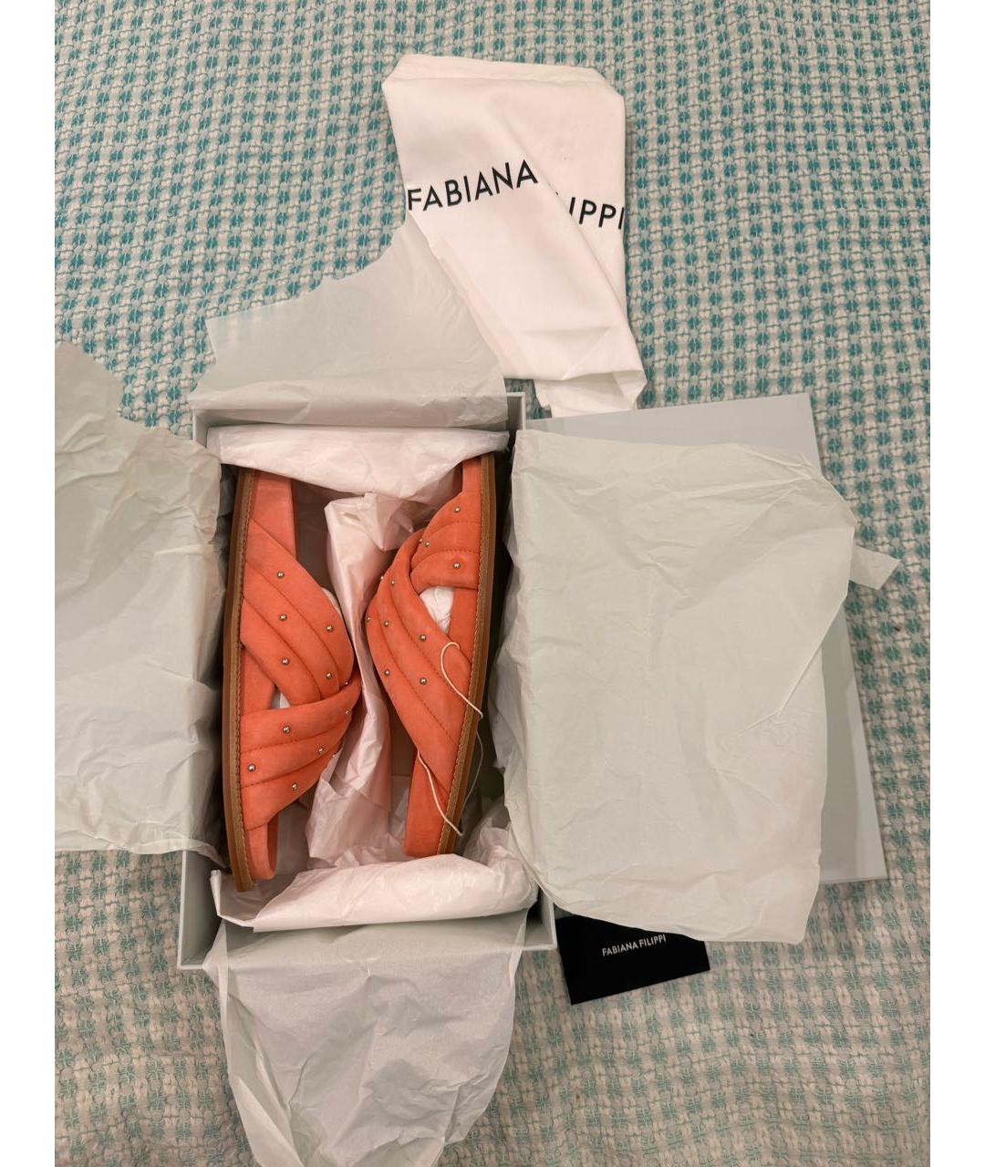 FABIANA FILIPPI Коралловые нубуковые шлепанцы, фото 2