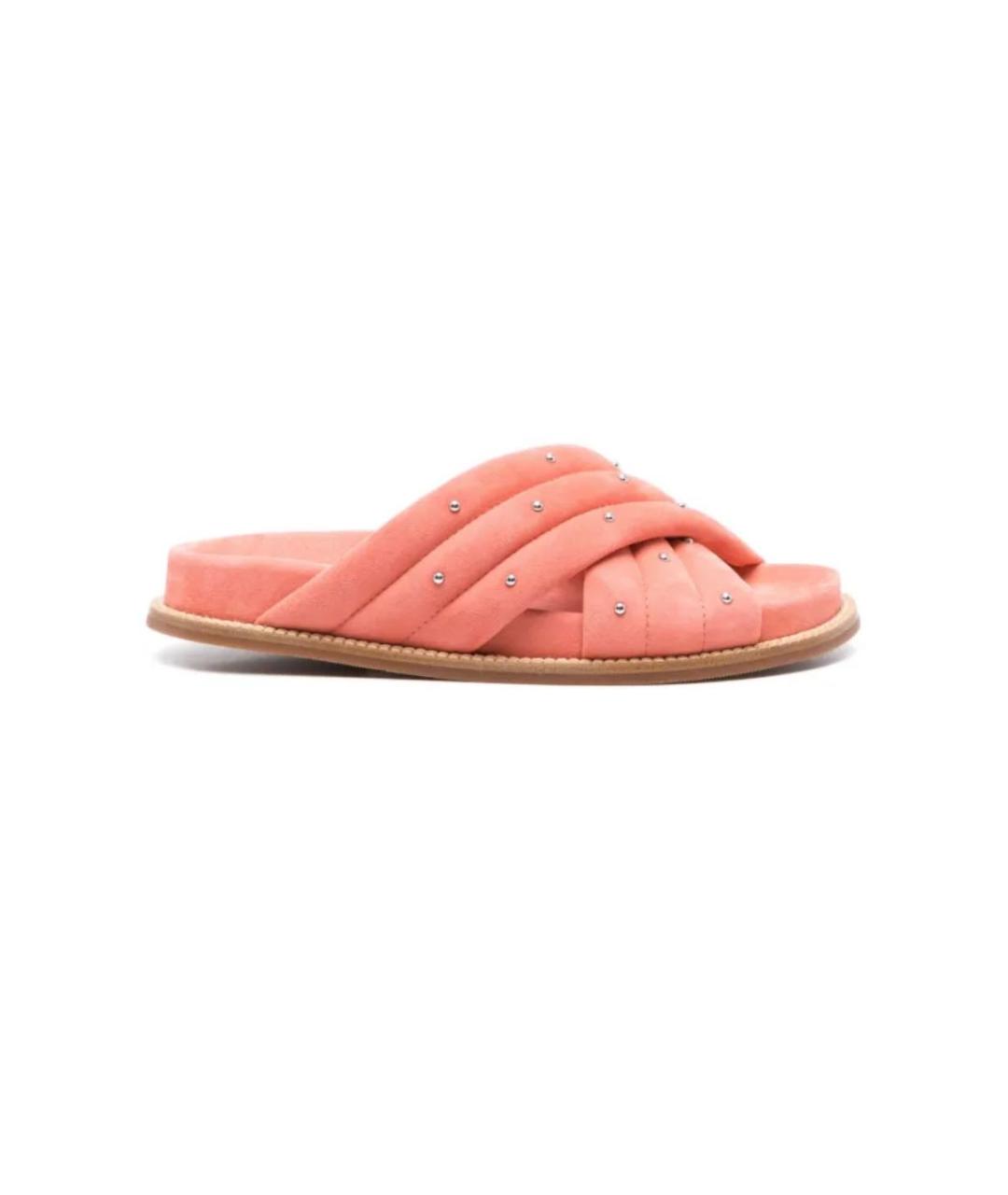 FABIANA FILIPPI Коралловые нубуковые шлепанцы, фото 9
