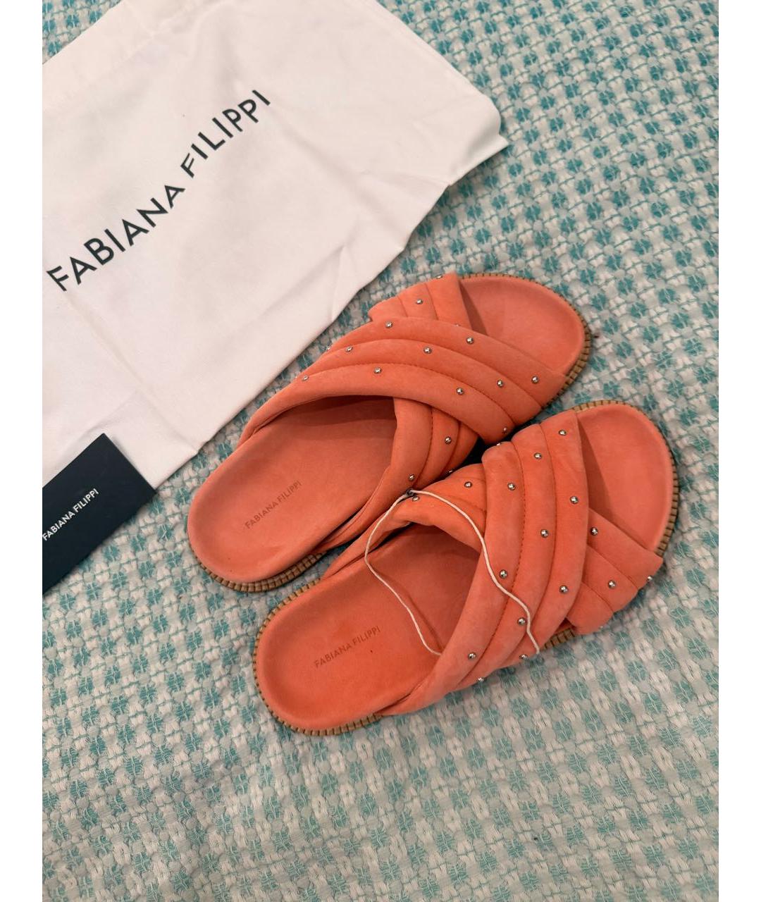 FABIANA FILIPPI Коралловые нубуковые шлепанцы, фото 6