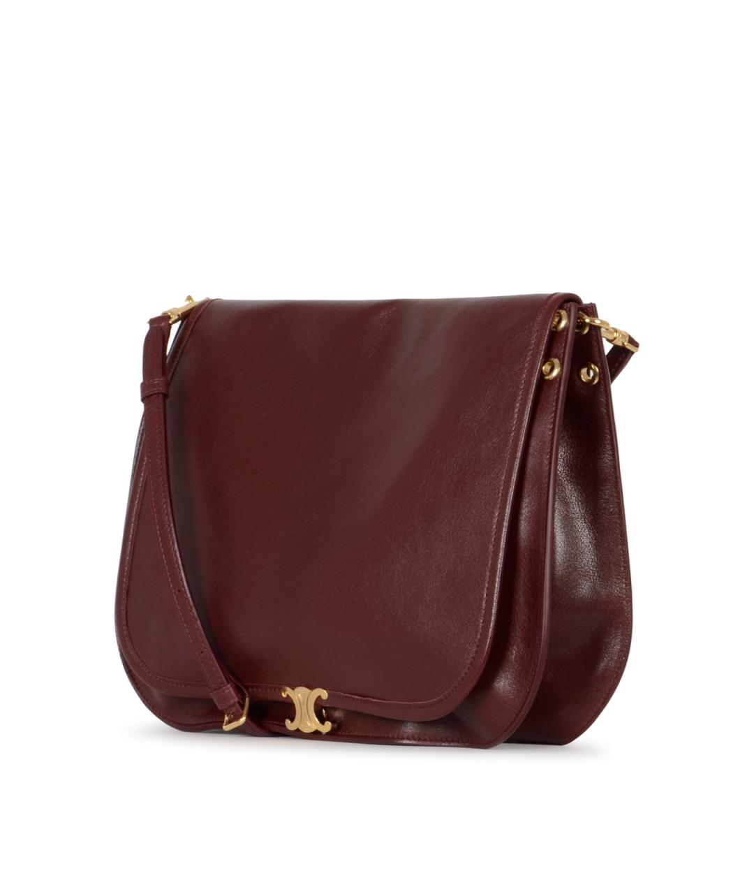 CELINE Бордовая кожаная сумка через плечо, фото 2