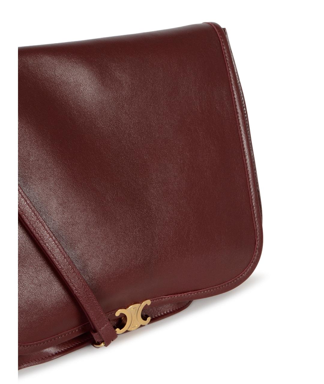 CELINE Бордовая кожаная сумка через плечо, фото 4