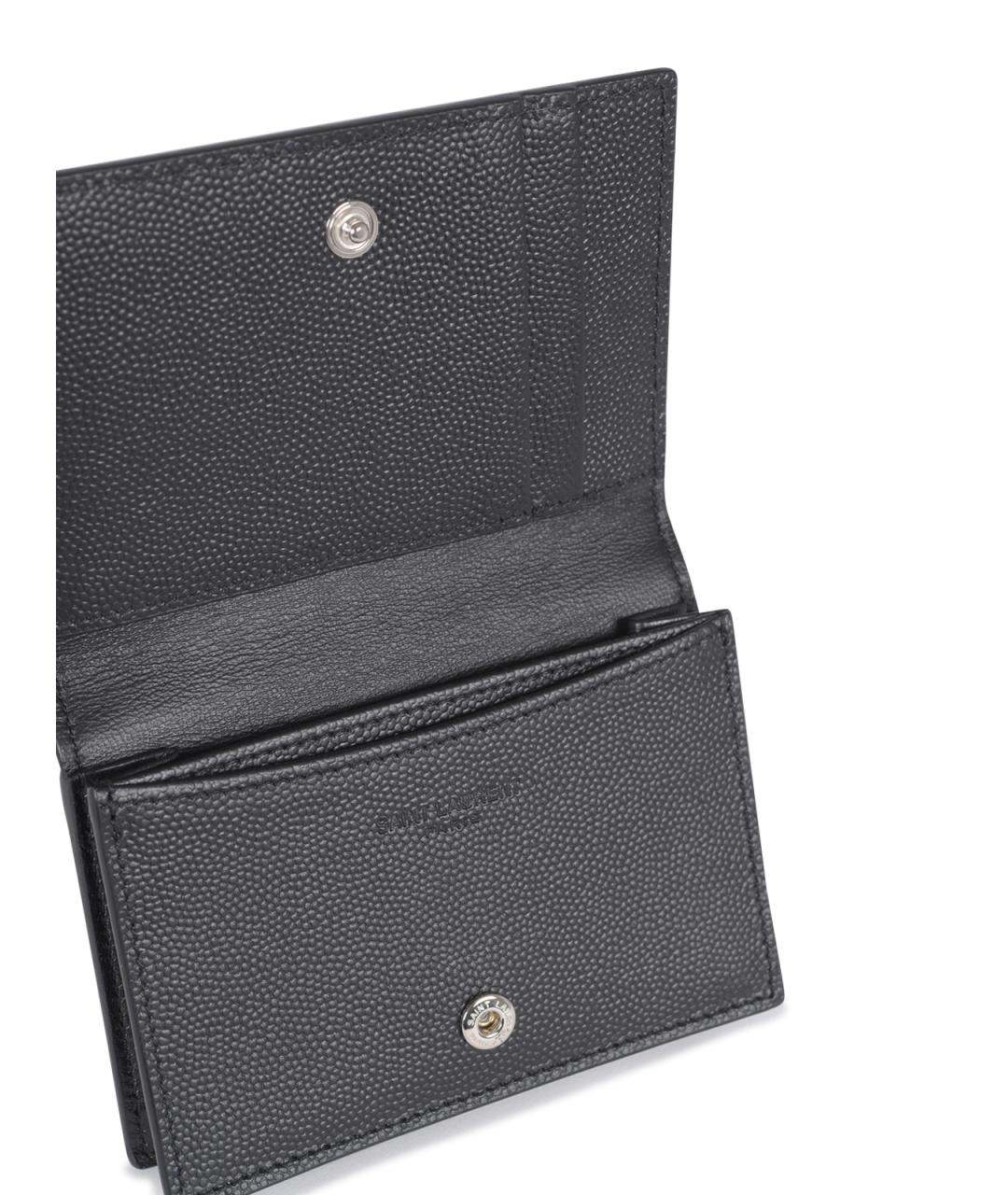 SAINT LAURENT Черный кожаный кардхолдер, фото 4