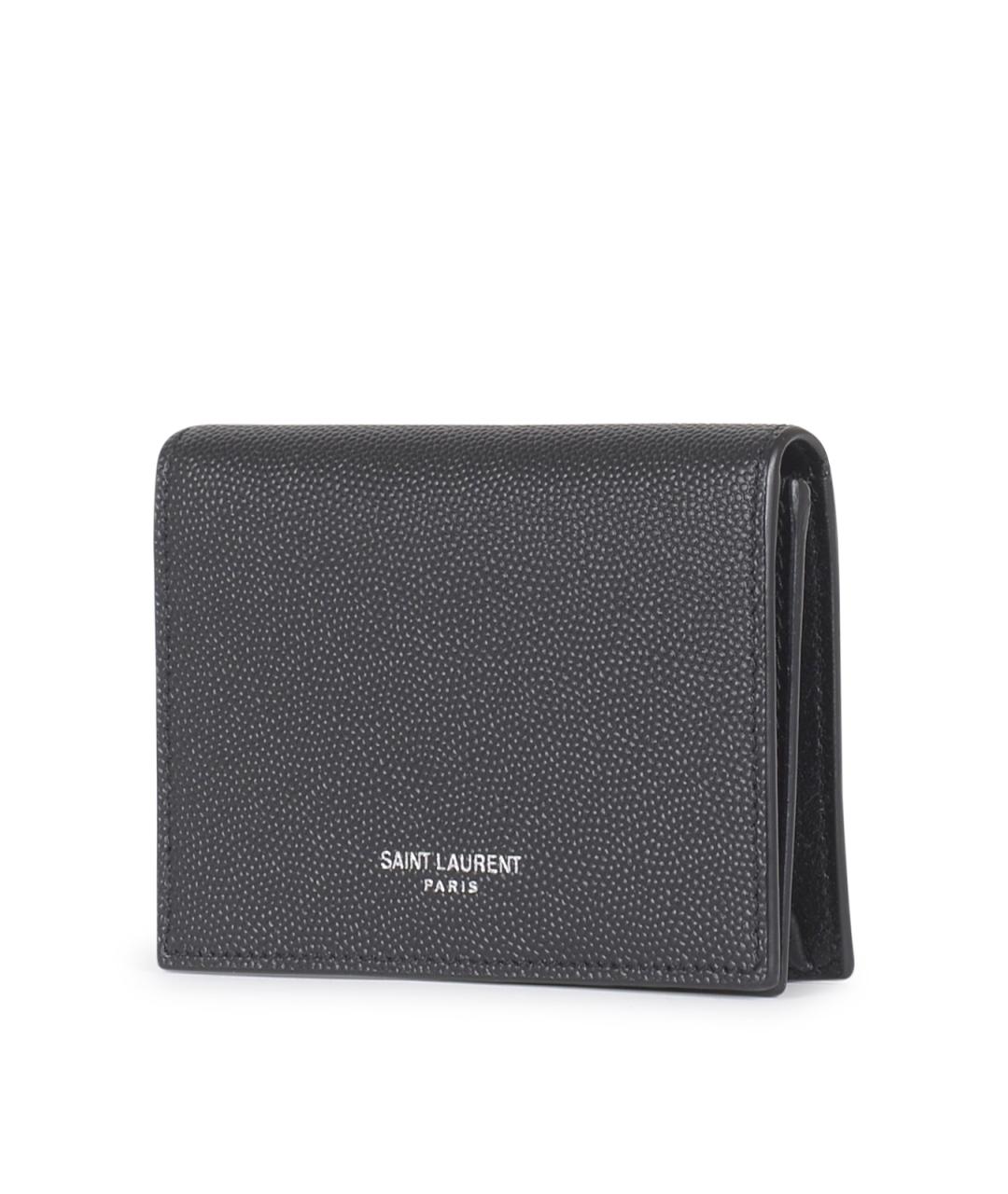 SAINT LAURENT Черный кожаный кардхолдер, фото 2