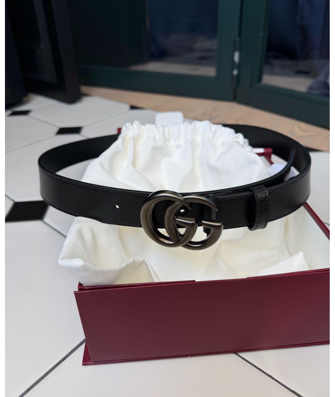 GUCCI Черный кожаный ремень, фото 2