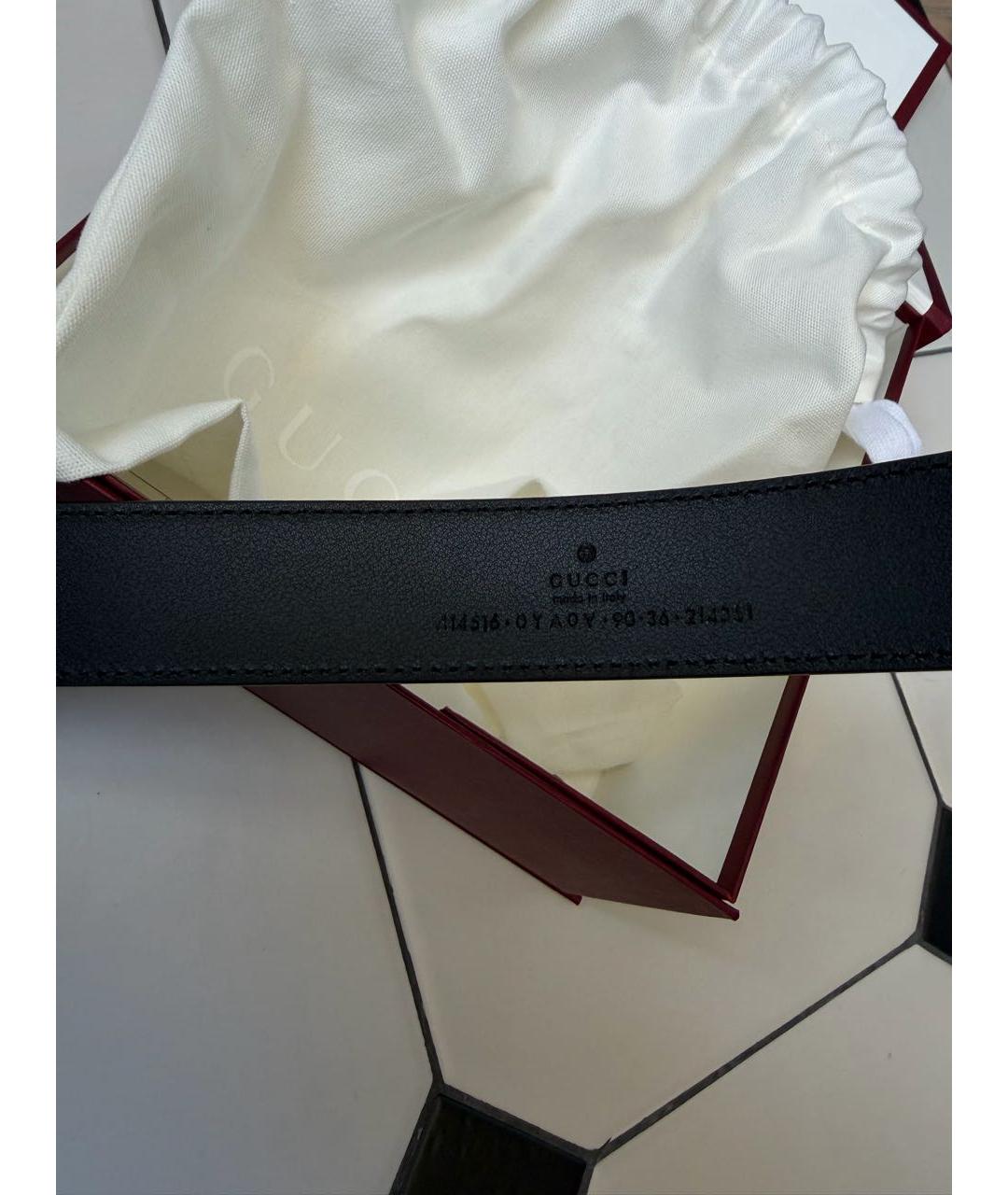 GUCCI Черный кожаный ремень, фото 3