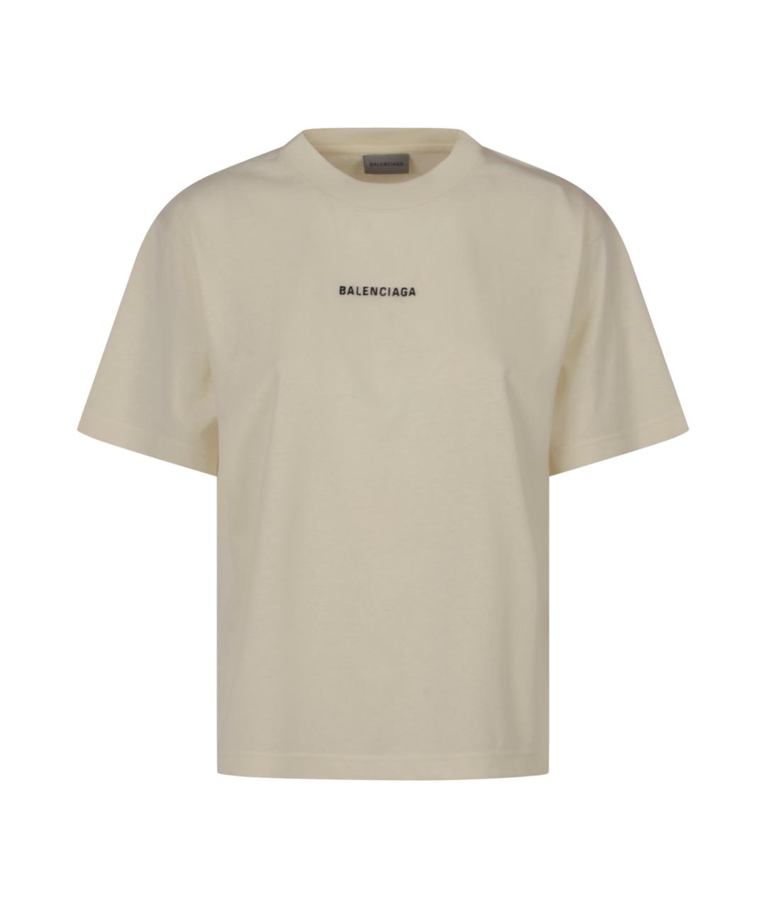 BALENCIAGA Бежевая хлопковая футболка, фото 1