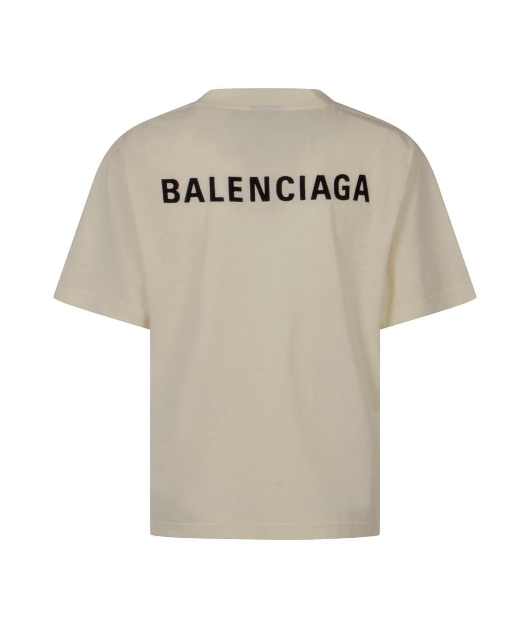 BALENCIAGA Бежевая хлопковая футболка, фото 2