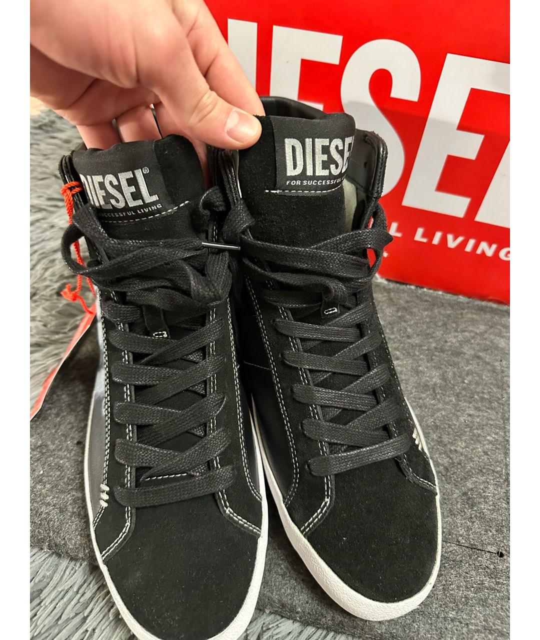 DIESEL Черные высокие кроссовки / кеды из искусственной кожи, фото 7