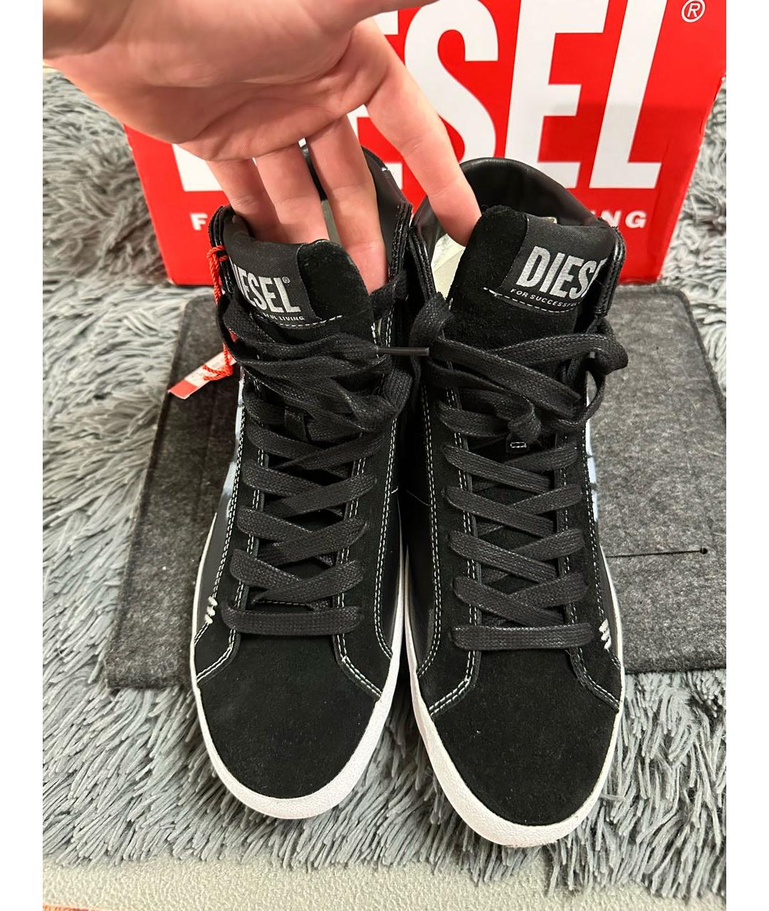 DIESEL Черные высокие кроссовки / кеды из искусственной кожи, фото 4