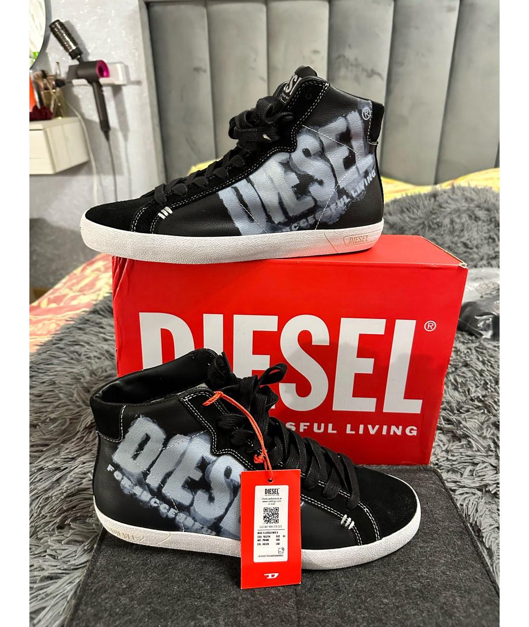 DIESEL Черные высокие кроссовки / кеды из искусственной кожи, фото 9