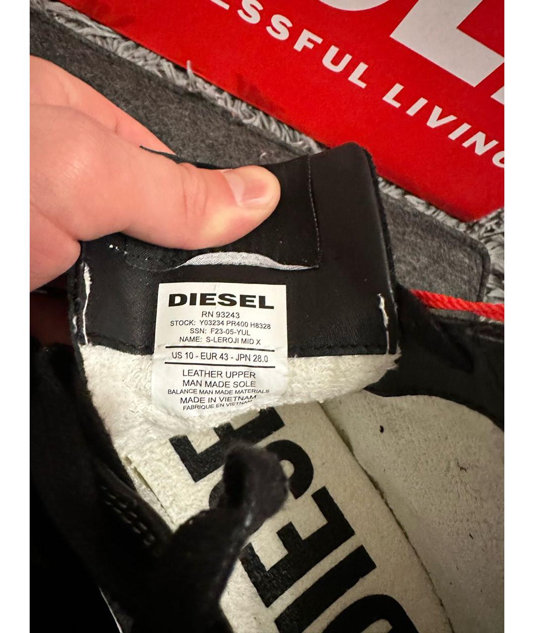 DIESEL Черные высокие кроссовки / кеды из искусственной кожи, фото 5