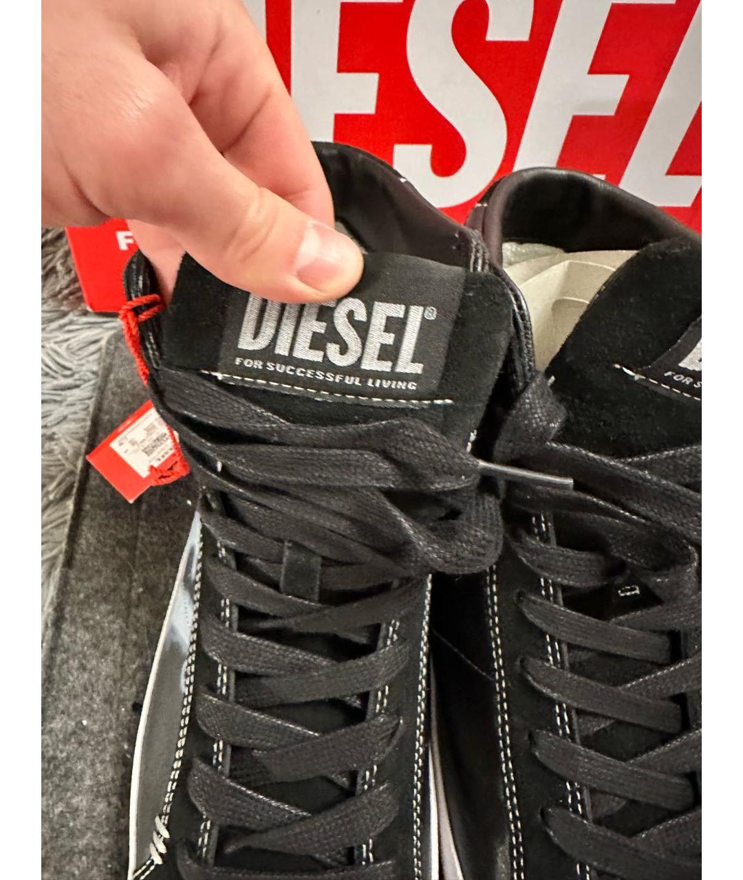 DIESEL Черные высокие кроссовки / кеды из искусственной кожи, фото 3