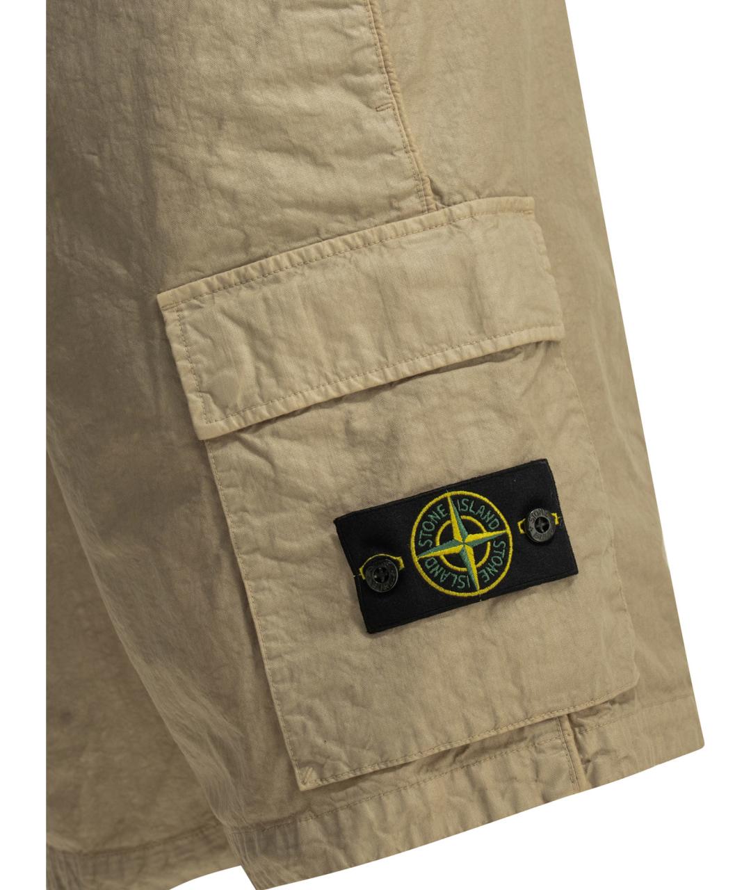 STONE ISLAND Бежевые полиамидовые шорты, фото 4