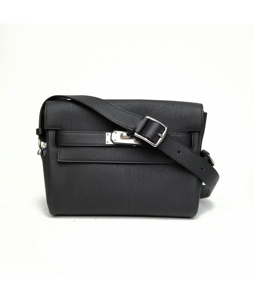 HERMES Черная кожаная сумка через плечо, фото 2