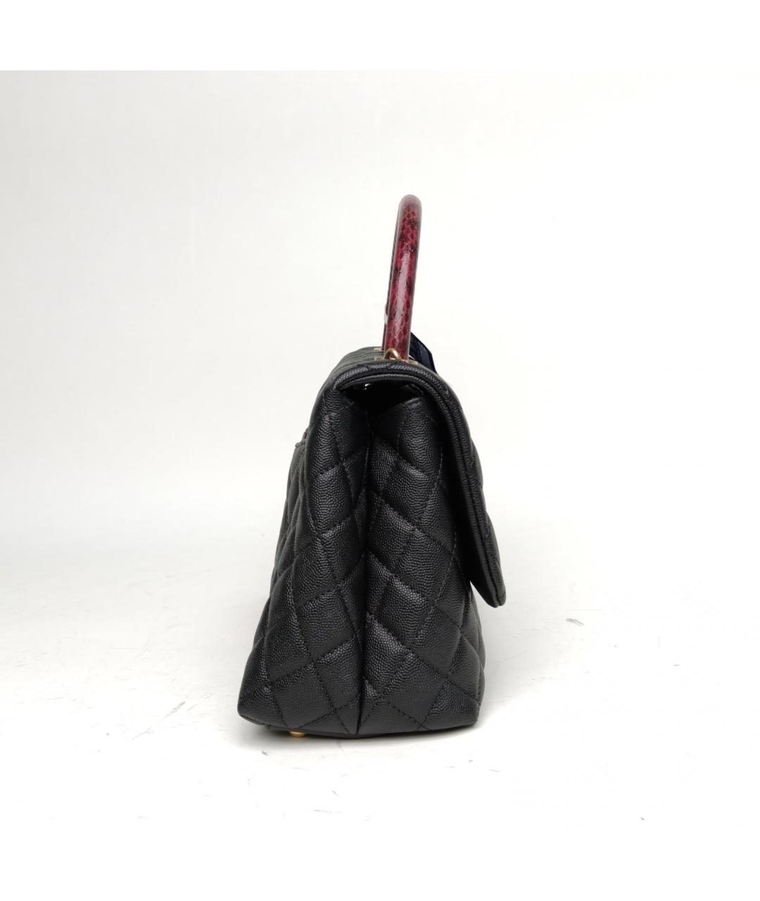 CHANEL Черная сумка с короткими ручками из экзотической кожи, фото 5